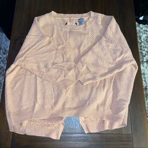 Pink Lace-Up Back Sweater